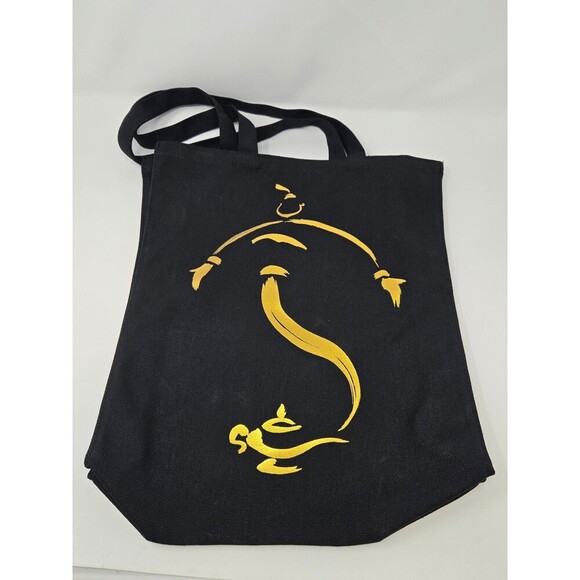 ALADDIN BROADWAY MUSICAL SOUVENIR TOTE BAG BLACK & GOLD 100% COTTON GENIE UNISEX - Picture 4 of 12